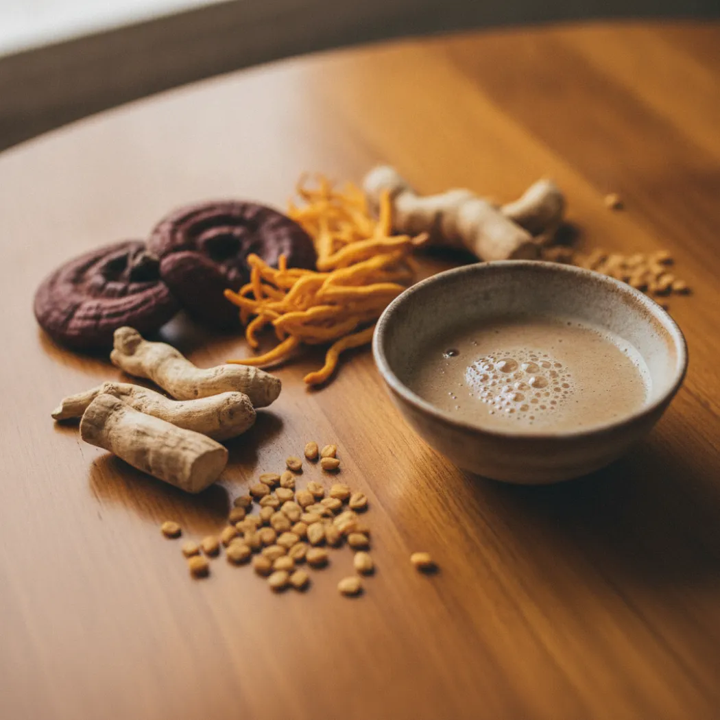 Champignons médicinaux et ashwagandha, blend botanique du multivitamines homme Ancient Nutrition