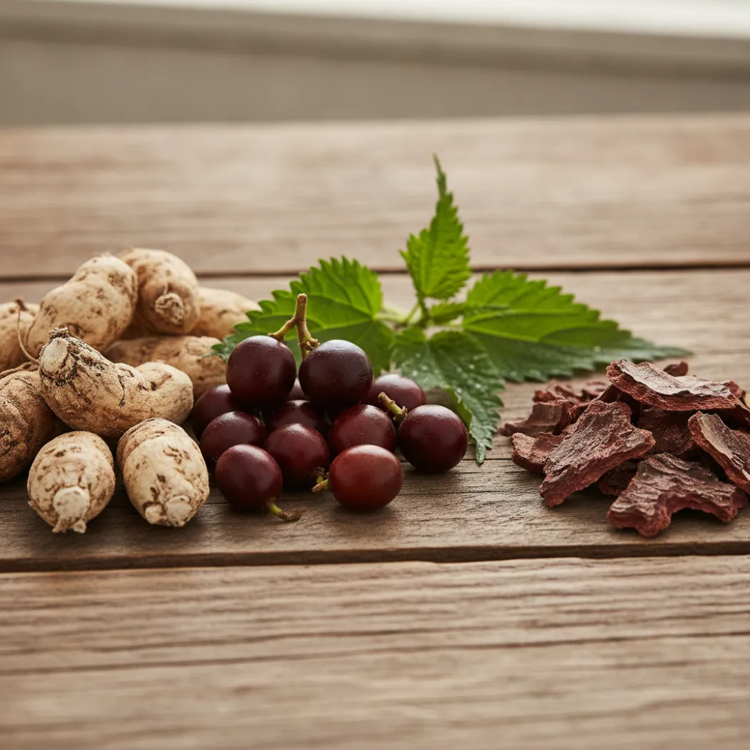 Racines de maca, baies de palmier nain, ortie et écorce de prunier d'Afrique, actifs de la Formule Prostate Cell'innov