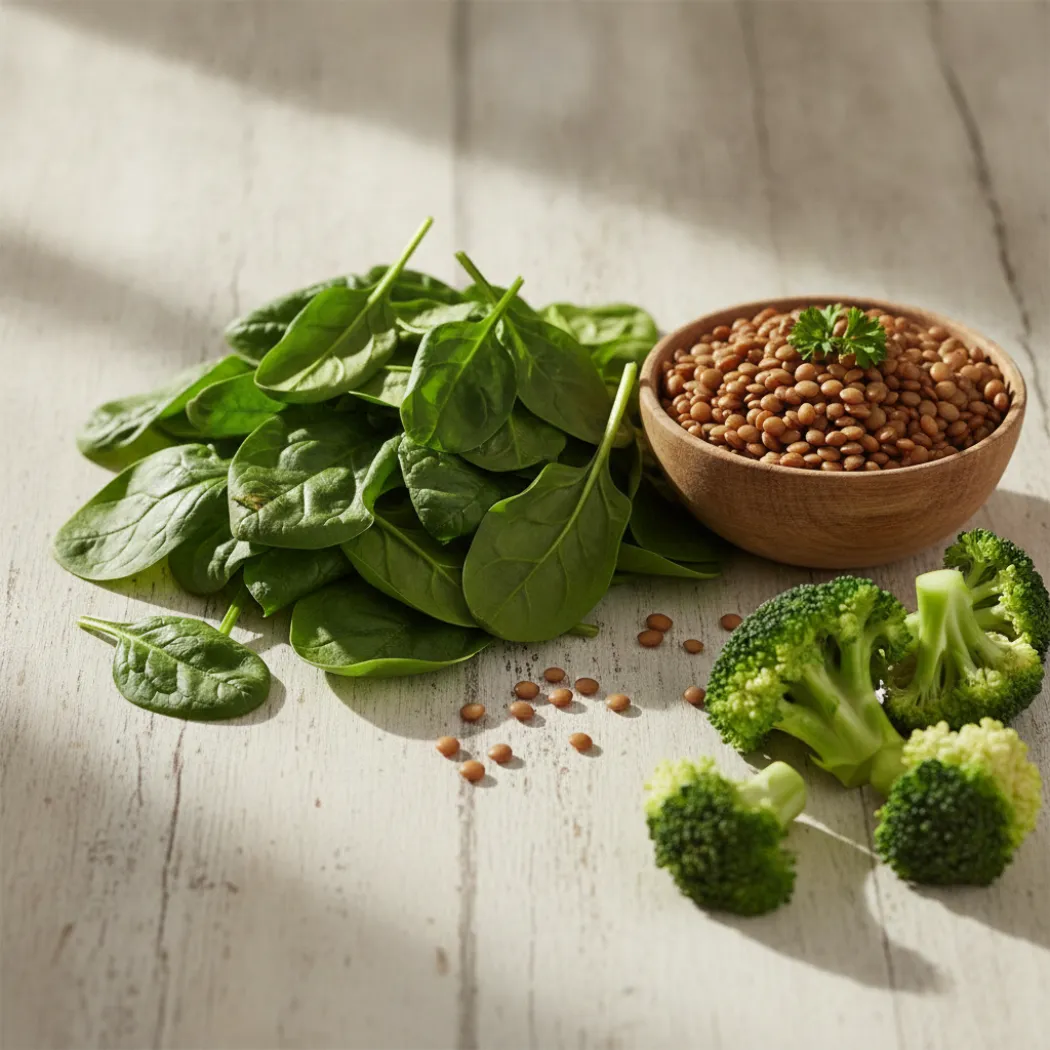 Épinards, lentilles et brocoli, aliments riches en folate pendant la grossesse