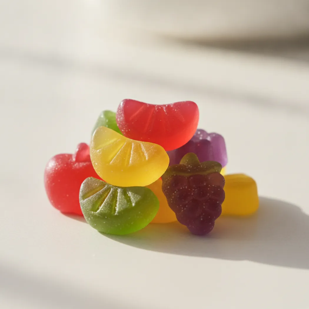 Gommes à croquer multivitaminées, à donner avec mesure aux enfants