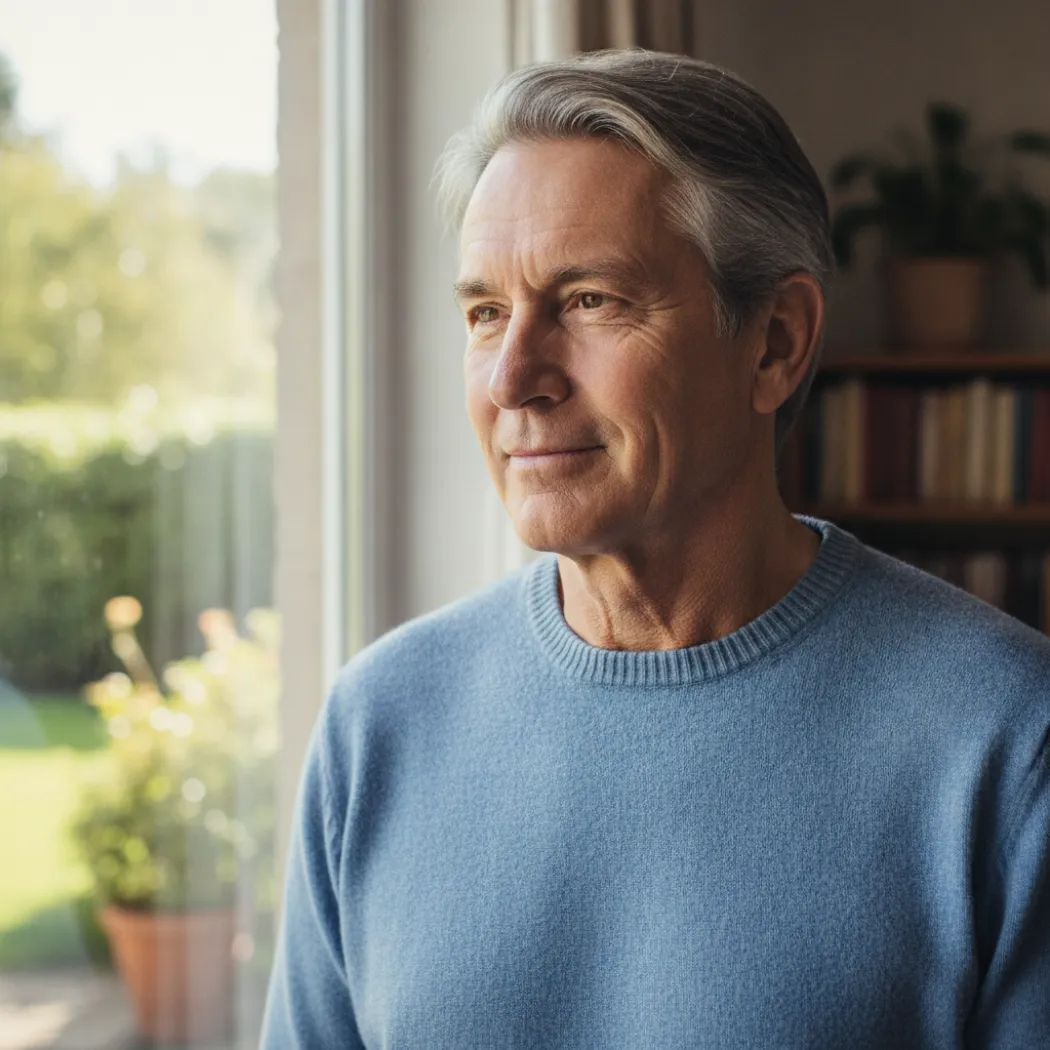 Homme senior serein, illustration du confort urinaire visé par le Prostasur de Nutrimea