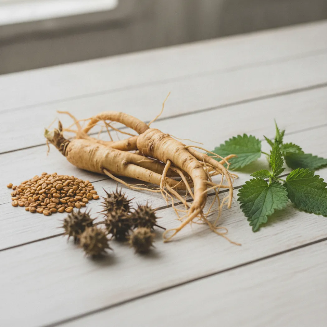Ginseng, fenugrec, tribulus et ortie, actifs du Testo Support de Sunday Natural