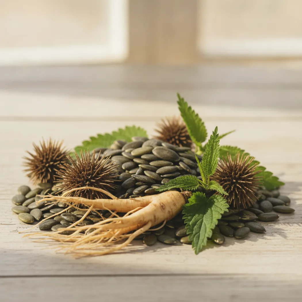 Graines de courge, tribulus, ortie et ginseng, actifs du Testoboost de NutriLife